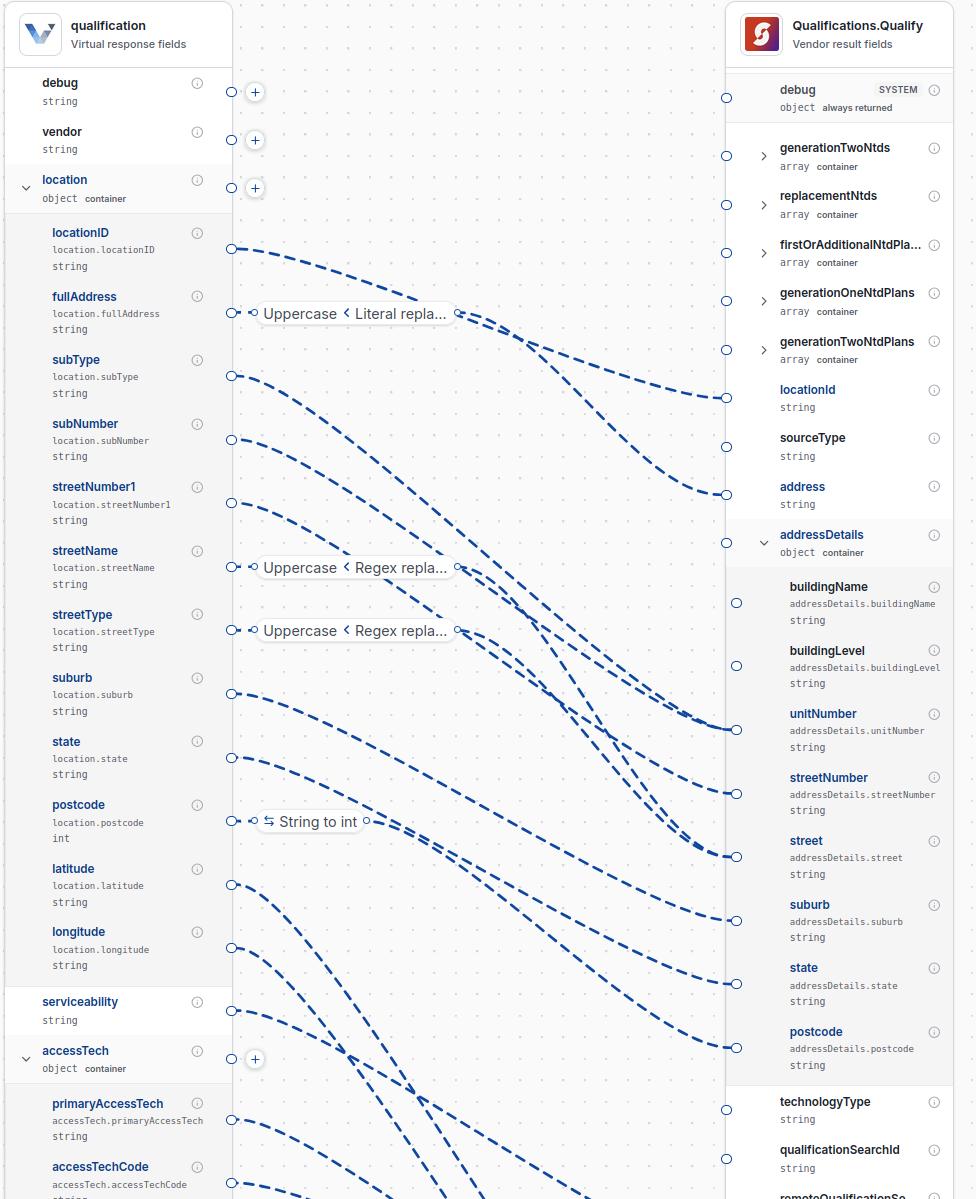 Plugin Engine field mapping diagram showing supplier API integration with data transformations